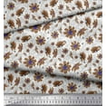 thumbnail image 2 of Soimoi Poly Georgette Fabric Leaves & Cosmos Floral Print Sewing Fabric Yard 52 Inch Wide, 2 of 3
