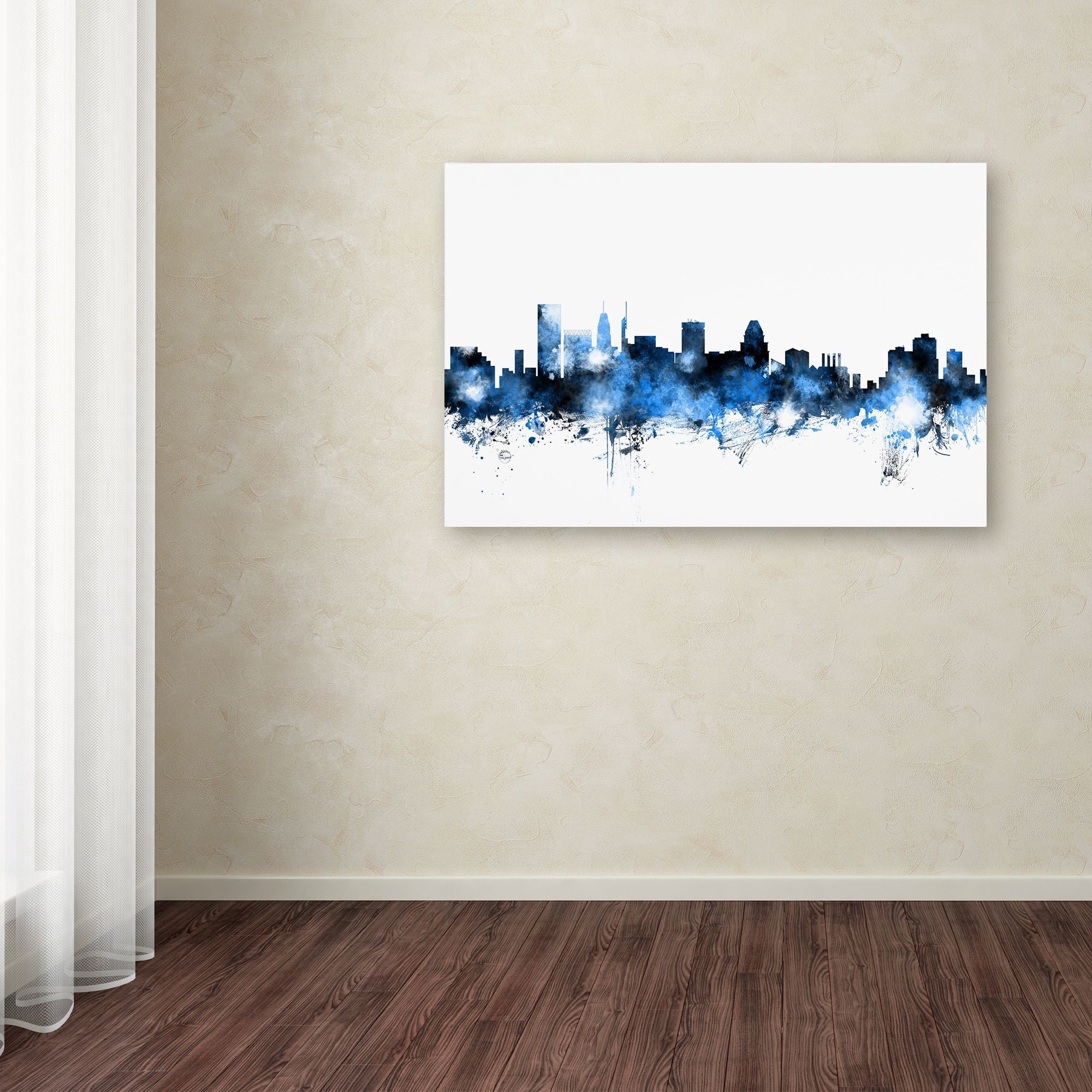 Trademark Fine Art "Baltimore MD Skyline White" Canvas Art by Michael Tompsett