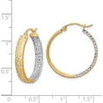 thumbnail image 3 of 14K Two-Tone With White Rhodium Polished Satin Diamond-Cut In/Out Hoop Earrings (25 X 4) Made In Indonesia tf1576, 3 of 5