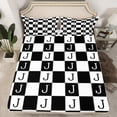 thumbnail image 2 of Castle Fairy Alphabet J 3pcs Twin Sheet Sets for Teens,Geometric Buffalo Twin Fitted Sheet,Personalized Initial Breathable Flat Sheet,Ultra Soft Home Decor, 2 of 7