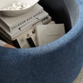 thumbnail image 5 of GZXS Round Storage Upholstered Ottoman, 25.5" Linen Fabric Multi-Use Footstool/Extra Seating/Accent End Table, 250 lbs Weight Capacity, Navy, 5 of 10