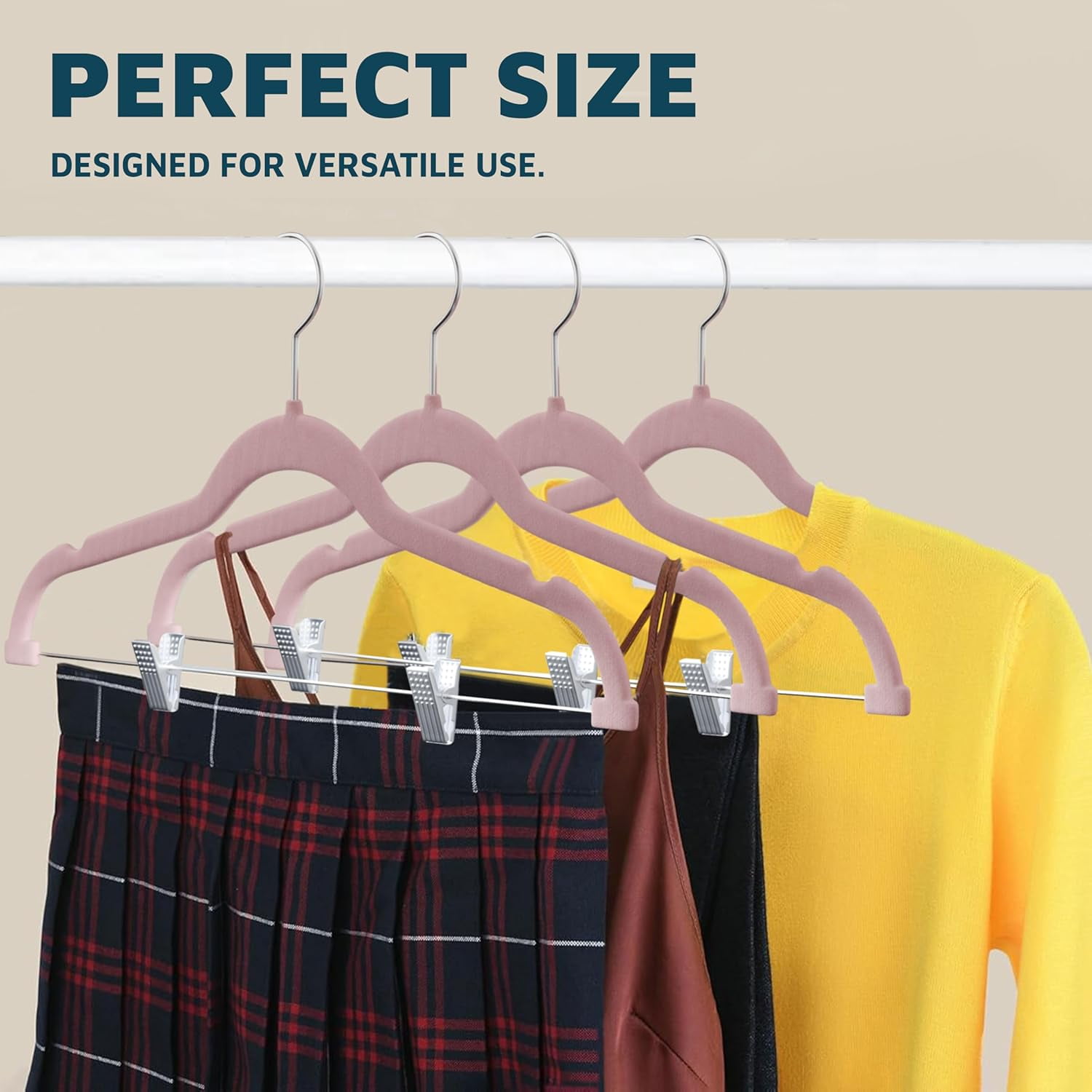 Lifemaster Velvet Pants Hangers – With Adjustable Clips, 360 Degree Swivel Hook, and Non-Slip Shoulder Notch, Holds Up To 10 lbs, For Organizing Skirt, Pants, Dress, and Clothes, Pack of 10, Pink