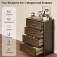 thumbnail image 6 of Brown 4 Drawer Dresser, Lofka Space-Saving Dresser for Bedroom with Metal Handles, Chests of Drawers for Living Room, 6 of 9