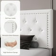 thumbnail image 5 of Homhougo King Size Bed Frame,Upholstered Platform Bed with Diamond Button Tufted & Adjustable Headboard, Faux Leather, Wood Slats Support, Easy Assembly, No Box Spring Needed,White, 5 of 8