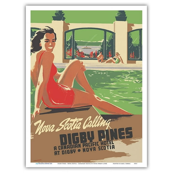 Digby Pines - Nova Scotia - Canadian Pacific Hotel - Vintage Travel Poster by Peter Ewart c.1940 - Master Art Print (Unframed) 9in x 12in