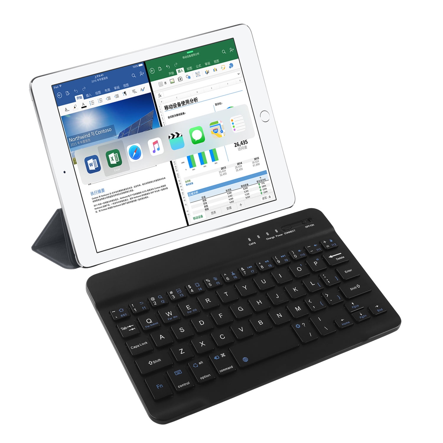 PloutoRich Wireless Keyboard, 7/8 inch Bluetooth Keyboard, Ultra-Thin Rechargeable Keyboard for Laptop Mobile Phone Tablet,Three-system Universal