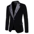 thumbnail image 2 of Men's Velvet Blazer Slim Fit Solid Tuxedo Jacket Business Casual Blazer 1.23, 2 of 5