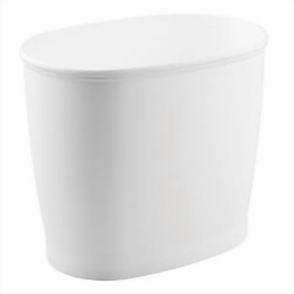 iDesign Small Oval Plastic Bathroom Trash Can, Made in USA, 12'' x 8'' x 10'', White