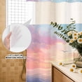 thumbnail image 2 of No Hook Shower Curtain with Built-in Rings - Coastal Washable Waterproof Fabric Bathroom Curtains for Hotel,Rentals, 60 X 72 Inch Long , Ocean Sunset Seagull Blue Pink Orange, 2 of 9