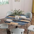 thumbnail image 5 of Navy Blue Brown Wood Round Tablecloth for 45-54 Inch Tables, Fitted Table Cover with Elastic Edge, Farmhouse Vintage Wooden Waterproof Outdoor Table Cloth Protector for Patio Garden Dinner Picnic, 5 of 9