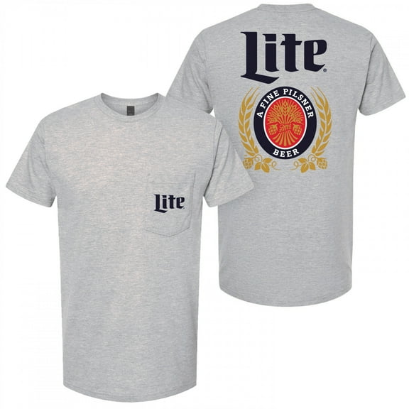 Miller Lite Men's Grey Pocket T-Shirt-Small