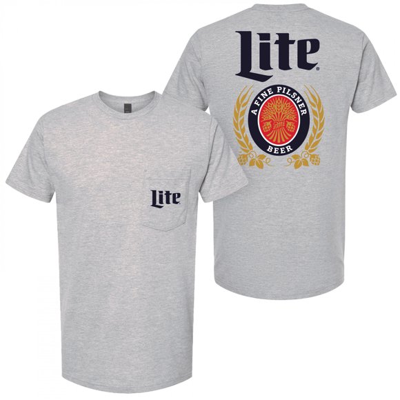 Miller Lite T-Shirt Gris à Poche pour Homme - Petit