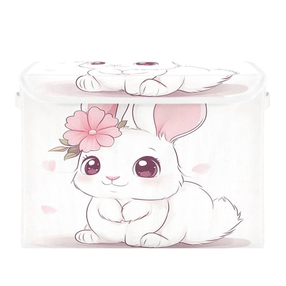 16.5x12.6x11.8in Foldable Flip-Top Storage Bin, Dustproof Magic Tape Closure, Ideal for Home & Toy Organization，A Adorkable Bunny