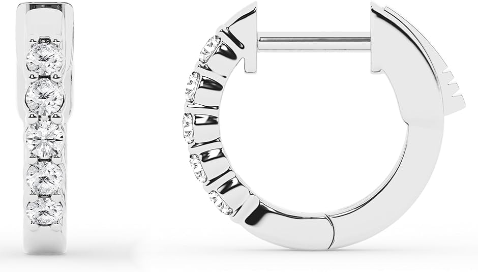 Unique Moments 0.25 Carat Lab Grown Diamond Huggie Hoop Earrings for Women in Sterling Silver (G+/SI)