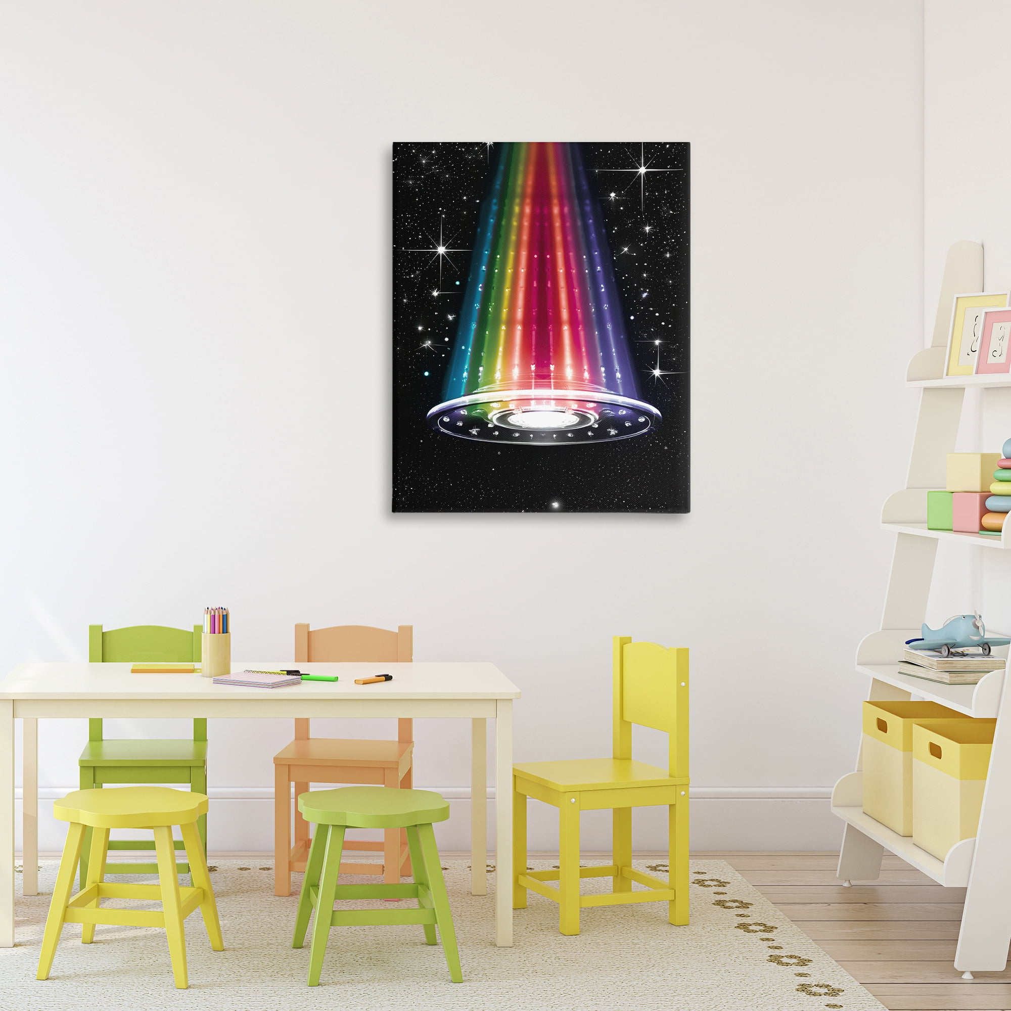 Rainbow Galaxy UFO Canvas Wall Art, design by Sasha