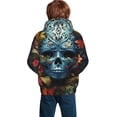 thumbnail image 3 of Bingfone Butterfly Flower Skull A Pattern Youth Classic Hoodies Soft Hooded Pullover Sweatshirts for Girls and Boys, 3 of 6