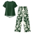 thumbnail image 5 of Women's Two Piece Outfit, Solid Sleeveless Crweneck Tank Top & Leaf Print Shorts Set, Casual Summer Vacation Beach Wear, 5 of 5