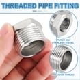 thumbnail image 3 of Uxcell Stainless Steel Reducer Hex Bushing, Pipe Reducing Adapter Fitting Connector 1" BSPT Male to 1/2" BSPT 4, 3 of 6