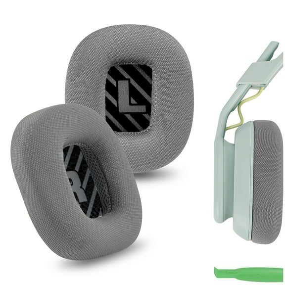Geekria Comfort Mesh Fabric Replacement Ear Pads for Astro Gaming A10 Gen 2 Headphones Ear Cushions, Repair Parts (Grey/Black)