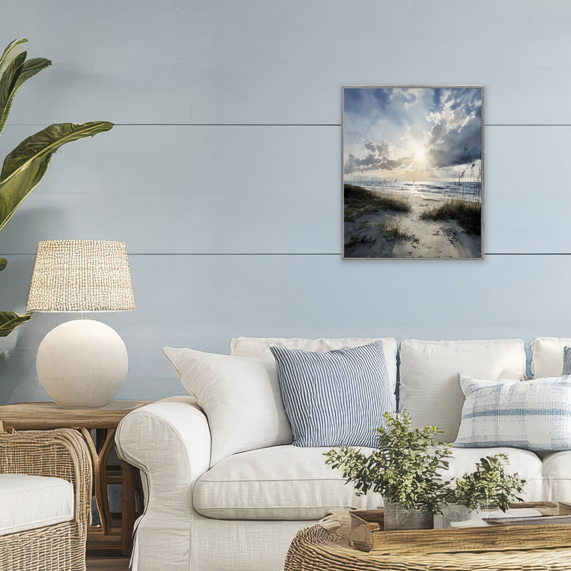 Stupell Industries Sunshine On The Beach Gray Framed Giclee Art, design by Franklyn Gregory