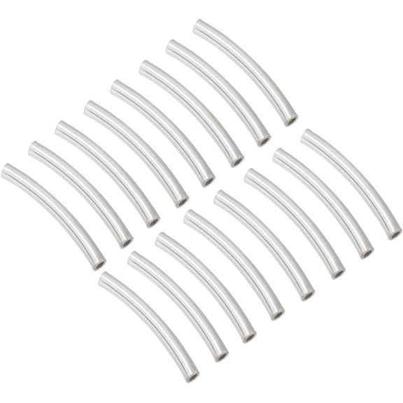 30pcs Sterling Silver Tube Spacer Beads - Curved & Long Noodle Shapes 0.9mm Hole for DIY DIY Jewelry Making