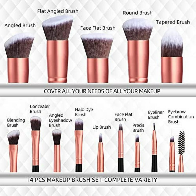  BS-MALL Travel Makeup Brush Set Foundation Powder Concealers  Eye Shadows Makeup Set with LED light Mirror 14 Pcs (APINK) : Beauty &  Personal Care