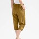 thumbnail image 4 of Puntoco Pantalones Pitillo Con Bolsillos Transpirables De Algodón Y Lino Informales De Color Sólido De Cintura Alta Para Mujer Pantalones Cortos Marrón M, Regalo Para Mujer, 4 of 6