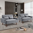 thumbnail image 4 of Soscana Set of 2 Small Loveseat 2-seater Sofa Couch Modern Love Seat with 2 Throw Pillows and Wooden Legs for Living Room Bedroom Apartment Office Small Space, 4 of 9