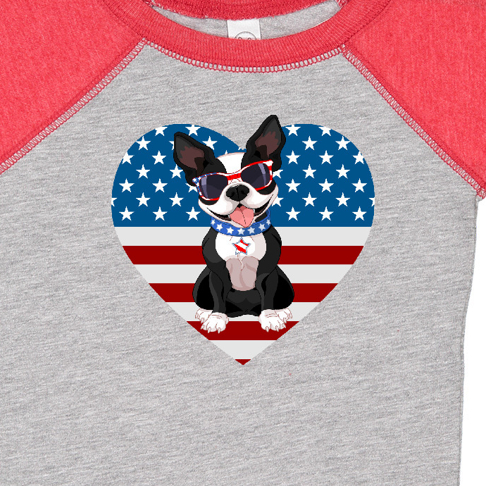 Inktastic Boston Terrier Dog US Flag July 4th Boys or Girls Baby Bodysuit - image 3 of 4