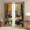 thumbnail image 2 of jejeloiu Cute Animal Deer Black Out Curtains,Rustic Plant Leaves Curtains Pack of 2 (42x63 Each) For Boys Kids, 2 of 6