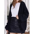 thumbnail image 6 of Women Chunky Knit Cardigan Long Sleeve V Neck Button Up with Pocket Sweater Coat for Fall and Winter Black XL, 6 of 9