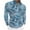 Sky Blue, variant on Mens Turndown Half Zipper Colorful Digital Print Long Sleeve Blouse