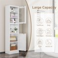 thumbnail image 5 of Metal Bathroom Storage Cabinet, 67" Tall Narrow Freestanding Floor Cabinet with Adjustable Shelves and Open Compartment, Slim Metal Locker for Laundry, Kitchen, Dining Room (White-Glass, 67"H), 5 of 7