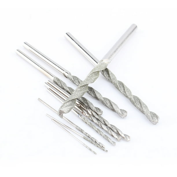 Juego de 10 brocas con punta de diamante para vidrio, baldosas y piedra, de 0,8 a 4,0 mm