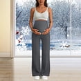 thumbnail image 5 of zaveiop Maternity Dress Yoga Pants with Pockets over The Belly Stretchy Work Slack Pregnancy Wide Leg Lounge Trousers (Dark Gray, M), 5 of 5