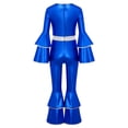 thumbnail image 4 of SiiRoh Girls 70s 80s Disco Hippie Outfit Metallic Bell-Bottom Jumpsuit Singer Dance Party Dress Up Royal Blue 10, 4 of 7