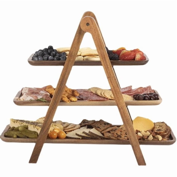WM25 3 Tier Serving Tray Wood Tiered Tray Decor Cake Stand Farmhouse Tiered Tray Party Servin