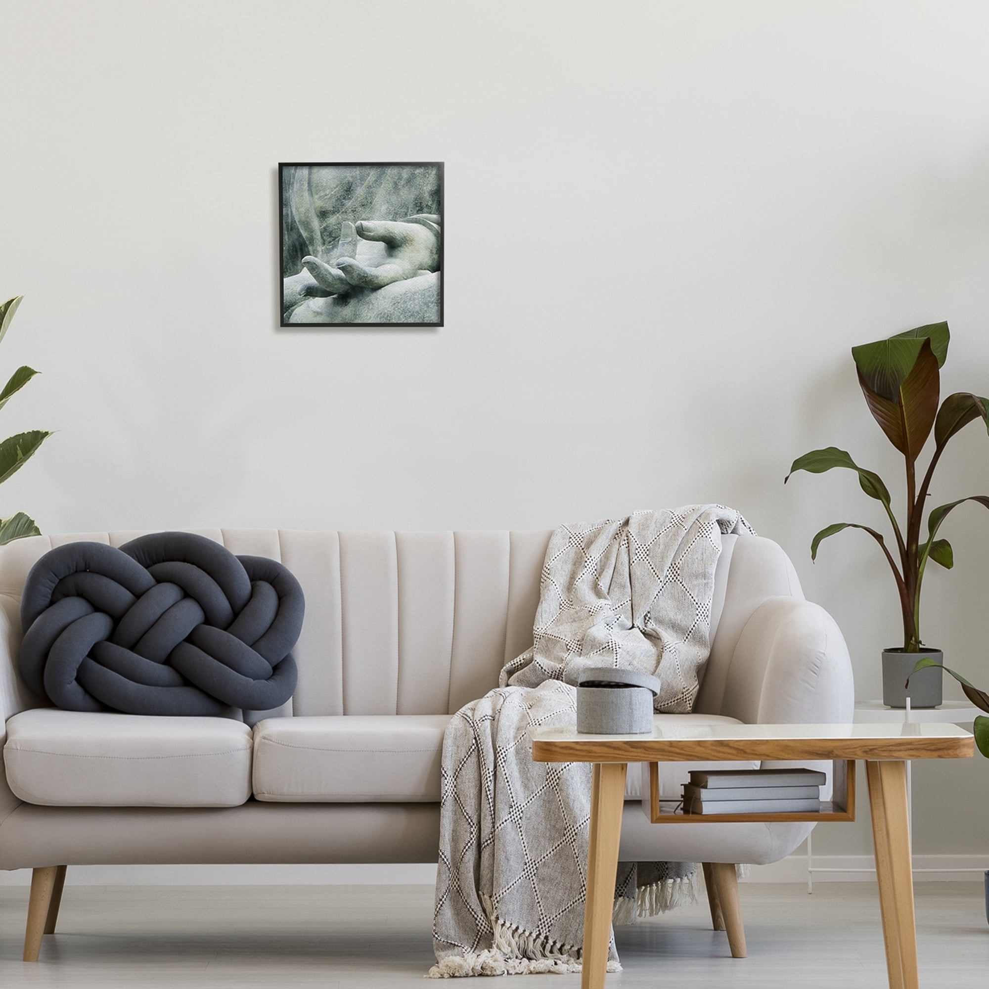 Stupell Industries Buddha Meditation Hands Figurative Photography Black Framed Art Print Wall Art, 12 x 12