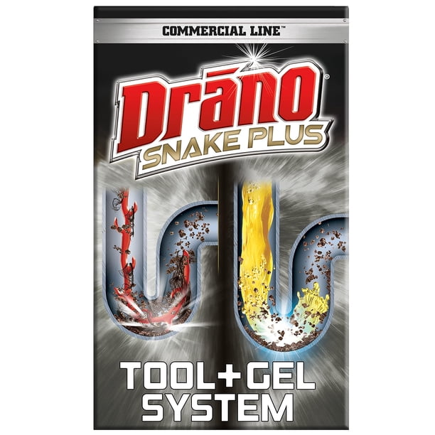 Limpiador Y Removedor De Obstrucciones De Drenaje En Gel Drano De 16 Oz Y Herramienta Snake Plus De 23 Pulgadas Desatasca Obstrucciones Difíciles Línea Comercial