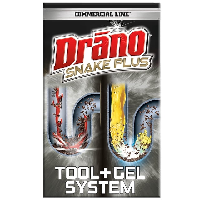 Limpiador Y Removedor De Obstrucciones De Drenaje En Gel Drano De 16 Oz Y Herramienta Snake Plus De 23 Pulgadas Desatasca Obstrucciones Difíciles Línea Comercial