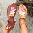 thumbnail image 7 of ZACPNCV Womens Plus Size Flat Sandals Floral Print Round Toe Thong Comfort Beach Shoes, 7 of 7