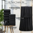 thumbnail image 2 of 18 Piece Family Bath Towel Set Include 6 Bath Towels,6 Hand Towels and 6 Washcloths Soft Bathroom Towel with Hanging Loops,Highly Absorbent Quick Dry Towels Set for Bathroom,Hotel and Spa-Black, 2 of 18