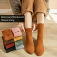 thumbnail image 2 of 1 Pair Unisex Winter Socks Thick Soft Plush Solid Color Mid-tube High Elasticity Anti-slip Thermal Knitted Anti-skid Floor Socks Lady Men Homewear Socks, 2 of 7