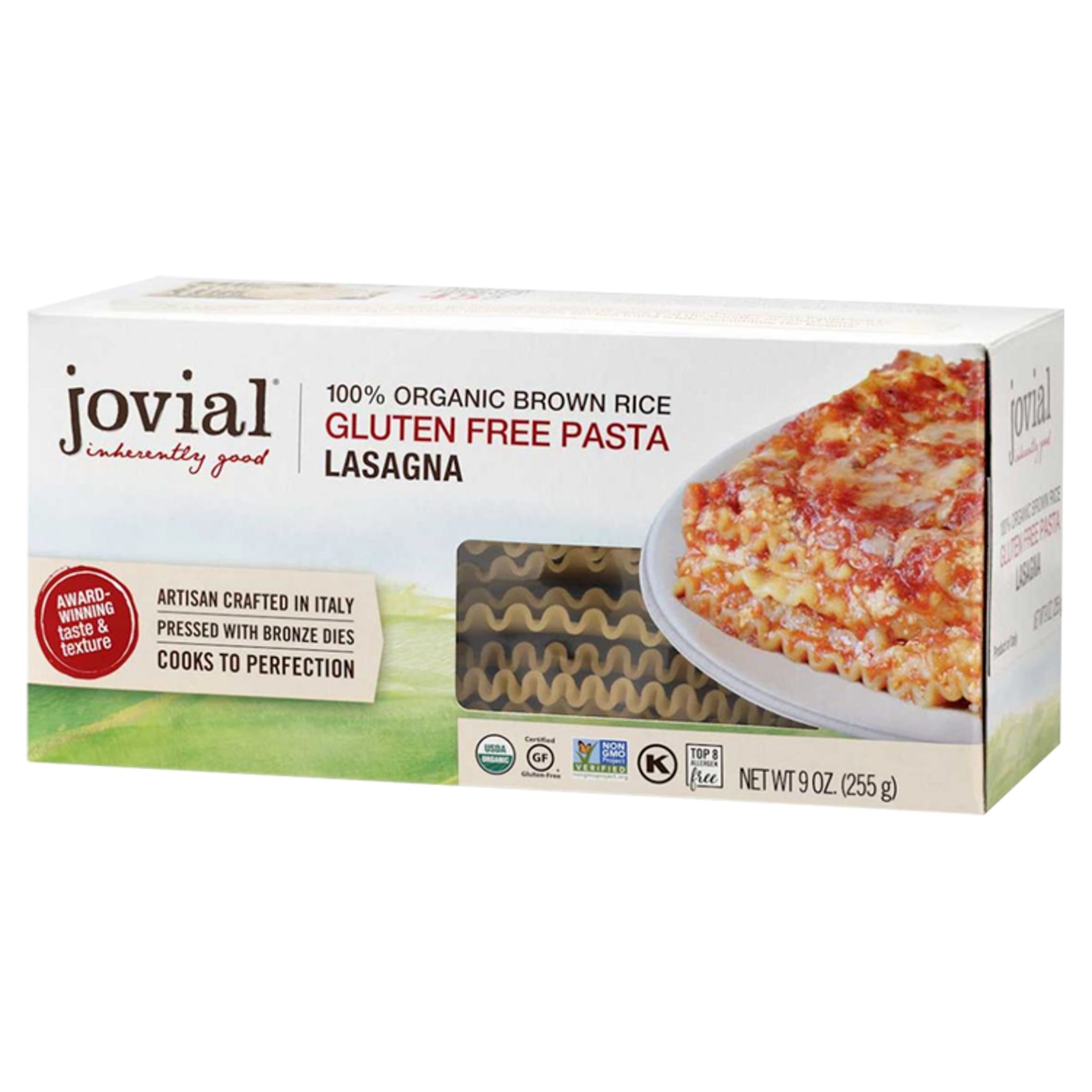 (12 Case)Jovial 100 Organic Brown Rice Lasagna Gluten Free Pasta, 9 oz