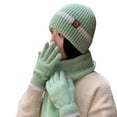 thumbnail image 2 of Winter Hats for Women Fleece Lined Beanie Knit Chunky Snow CapWinter Knitted Wool Hat Female Cold-proof Warm Hat Scarf Gloves Three-piece Set Fashionable All-match Ear Protection Pullover Hat Green, 2 of 6