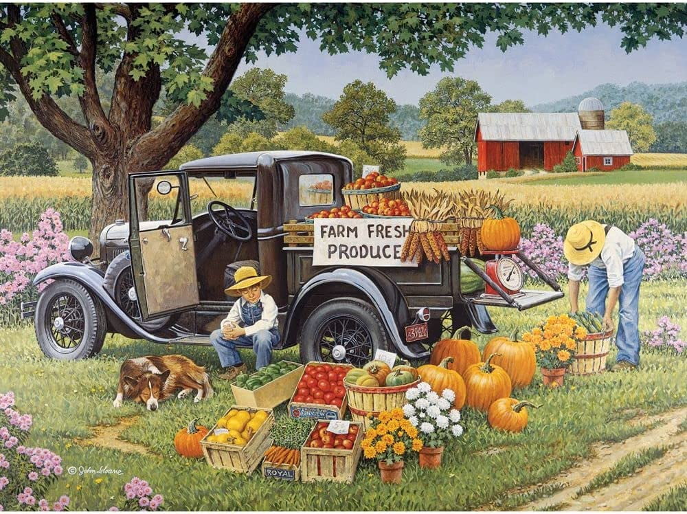 Bits And Pieces Interlocking Jigsaw Puzzle Big Piece for Seniors Dream Landscape, Set of Three 50 Piece, 15" x 19"
