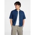 thumbnail image 2 of No Boundaries Denim Boxy Fit Shirt with Short Sleeves, Men's XS-4XLT, 2 of 6