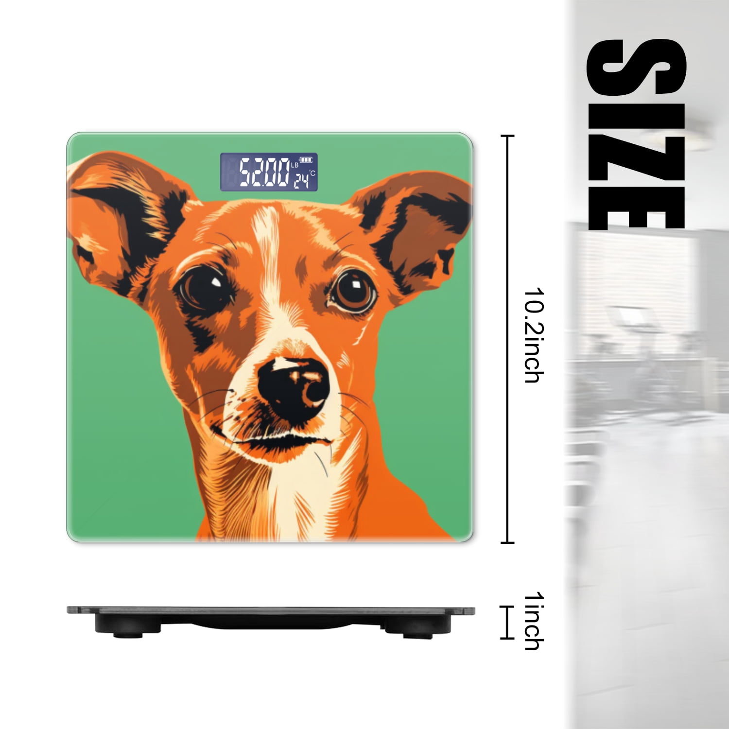 High Precision Body Weight Scale Smart Bathroom Scales with Large LCD Display(400lbs),Decorative for Bedroom-Orange And White Dog With Large Ears