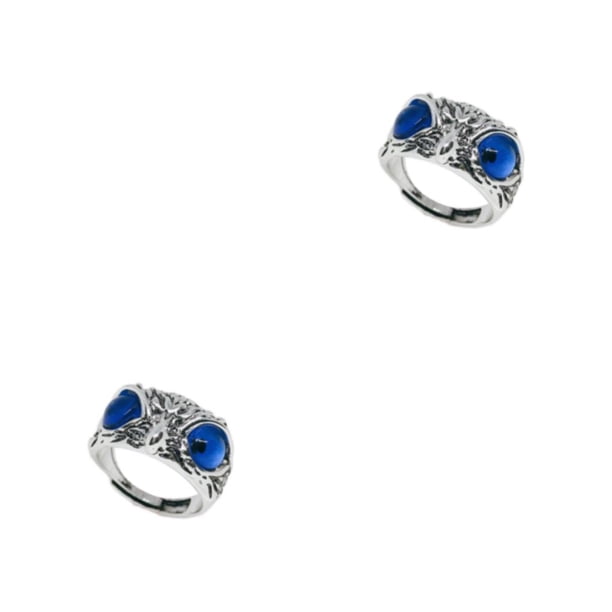 Anillo de búho Qarigey Aleación Ajustable Fiesta Azul oscuro 2Conjunto