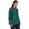 thumbnail image 3 of Moomaya Tunique Col Mandarin pour Femmes Manches Longues Été Coton Uni, 3 of 7